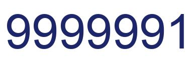 Número 9999991 imagen azul