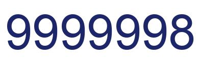 Número 9999998 imagen azul