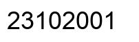 Number 23102001 black image
