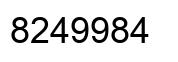 Number 8249984 black image
