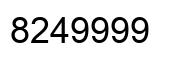 Number 8249999 black image