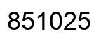 Number 851025 black image
