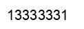Number 13333331 black image