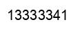Number 13333341 black image