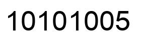 Número 10101005 imagen negro