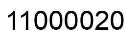 Number 11000020 black image