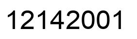 Number 12142001 black image