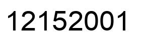 Number 12152001 black image