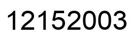 Number 12152003 black image