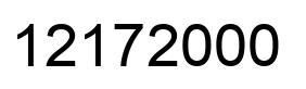 Number 12172000 black image