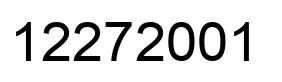Number 12272001 black image
