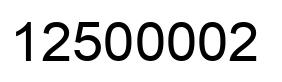 Number 12500002 black image
