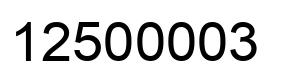 Number 12500003 black image