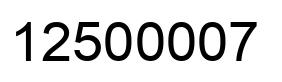 Number 12500007 black image