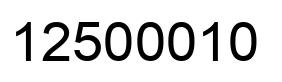 Number 12500010 black image