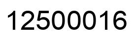 Number 12500016 black image