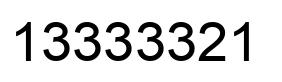 Number 13333321 black image