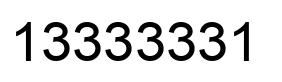 Number 13333331 black image