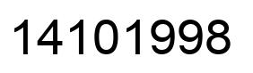 Number 14101998 black image