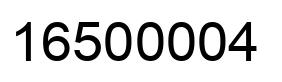 Number 16500004 black image
