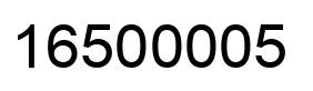 Number 16500005 black image