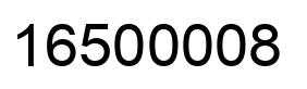 Number 16500008 black image