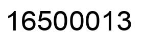 Number 16500013 black image