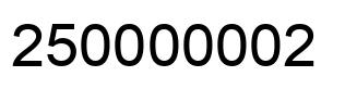 Número 250000002 imagen negro