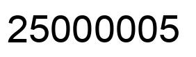 Number 25000005 black image