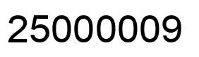 Number 25000009 black image