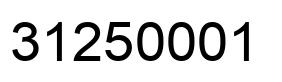 Number 31250001 black image