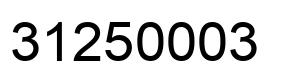 Number 31250003 black image