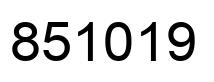 Number 851019 black image