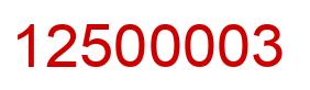 Number 12500003 red image
