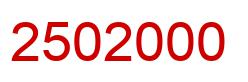 Number 2502000 red image