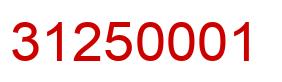 Number 31250001 red image