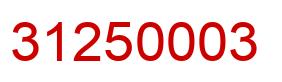Number 31250003 red image