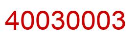 Number 40030003 red image