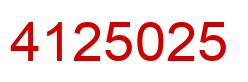 Number 4125025 red image