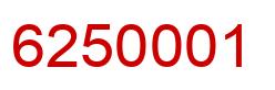 Number 6250001 red image