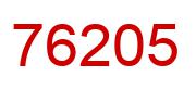 Number 76205 red image