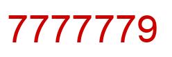 Number 7777779 red image