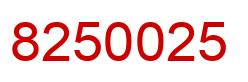 Number 8250025 red image