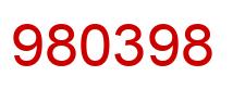 Number 980398 red image