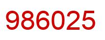 Number 986025 red image