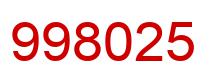 Number 998025 red image