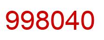 Number 998040 red image