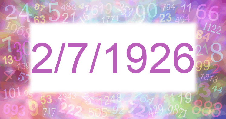 Numerología de la fecha 2/7/1926