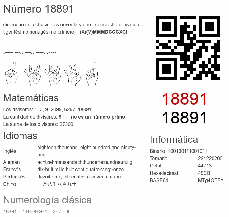 Número 18891 infografía