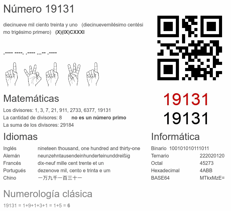 Número 19131 infografía